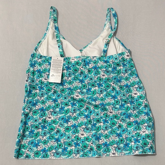 Lands' End Aqua and White Floral Swim Top Size Small Long Torso 6-8 NWT - Picture 3 of 7